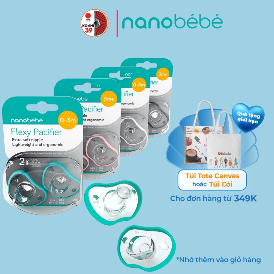 Set 2 Núm ti giả Nanobebe silicon không chưa BPA an toàn cho bé phát triển răng miệng - Bahachiha