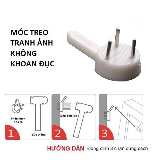 10 Móc Nhựa - Taky, Đinh 3 Chân Đóng Tường, Nhanh Chóng, Chắc Chắn Treo Tranh, Ảnh, Đồng Hồ Trên Tường Không Khoan Set10