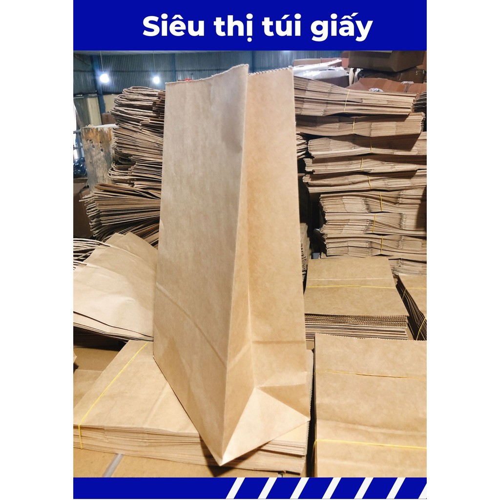 COMBO 100 CHIẾC TÚI GIẤY KRAFT XI MĂNG S2: 19.5x10x33 cm KHÔNG QUAI ( ẢNH THẬT SHOP TỰ CHỤP)