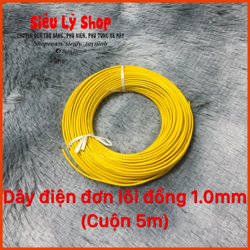 Dây điện đơn lõi đồng 1.0mm cho xe máy(Cuộn 5m)