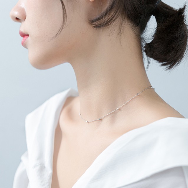 Dây chuyền choker vòng cổ nữ bạc s925 những hạt bi tròn Cá jewelry DC20