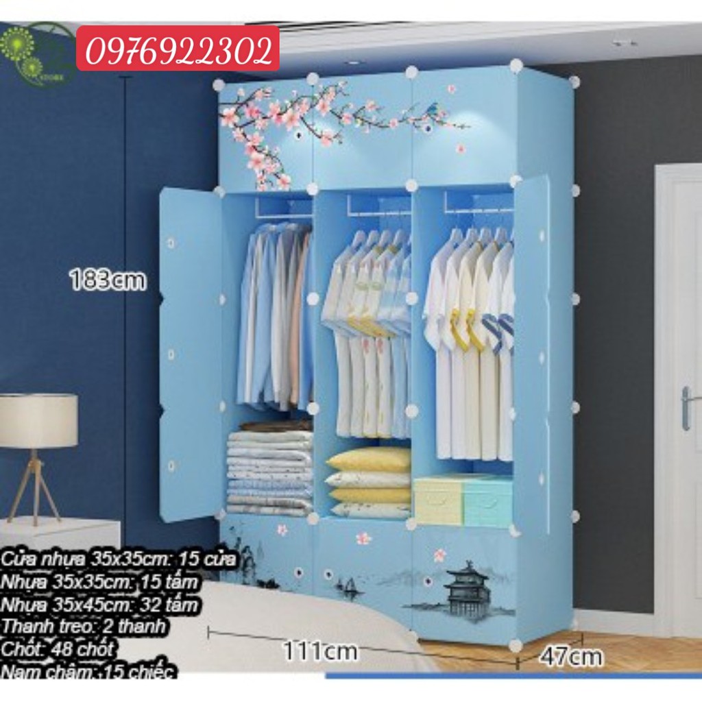 TỦ NHỰA LẮP GHÉP 15 Ô ĐECAL HOA ANH ĐÀO ĐỂ QUẦN ÁO ĐỒ ĐA NĂNG THÔNG MINH CHO TRẺ EM sâu 47cm ( bảo hành 1 năm )