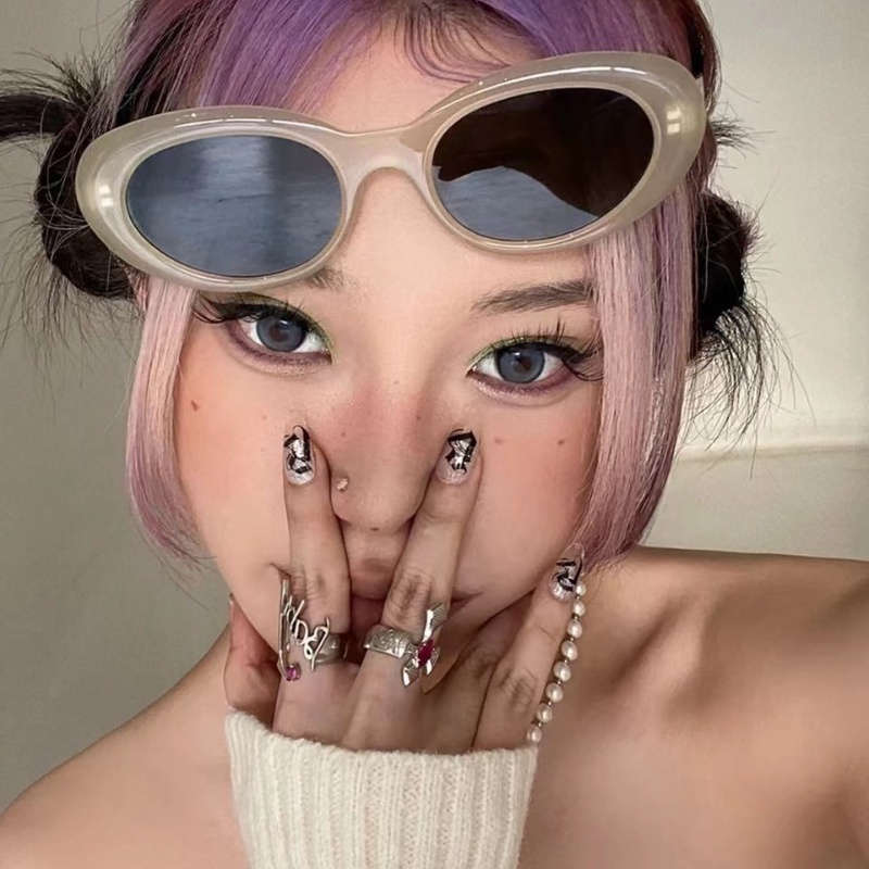 (KIQI-FASHION) COD Kính Mát Gọng Oval Chống Tia Uv400 Phong Cách Phương Tây Thời Trang Cho Nam Nữ