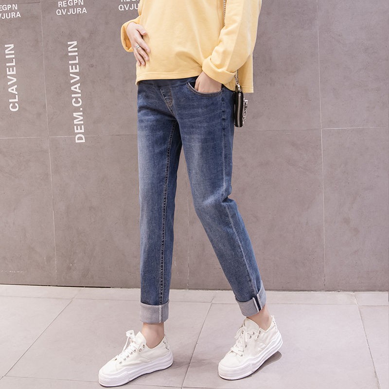 Quần Jeans Nữ Lưng Cao Co Giãn Thời Trang Cho Bà Bầu