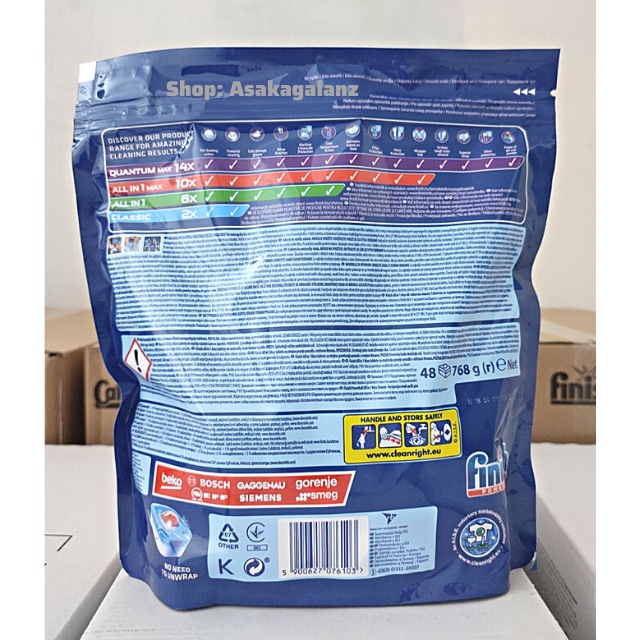 Viên rửa bát Finish All in 1 Max 48 Viên[MỚI 2021], Hương Chanh - [CỰC MẠNH :10 chức năng, màng nilon tự tan]