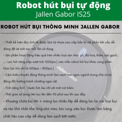 Tặng Gói BH 18 ThángRobot hút bụi lau sàn tự động IS-25, rô bốt hút bụi thông minh trang bị bị tia UV khử Khuẩn