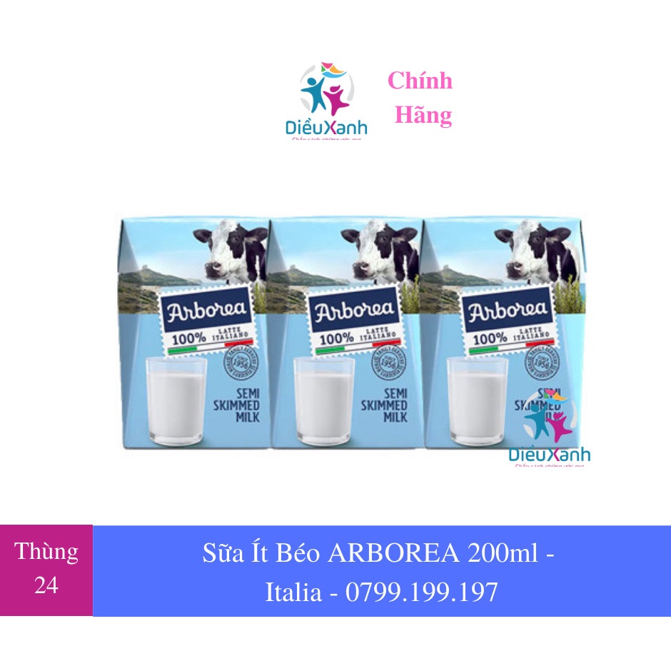 Thùng 24 Hộp Sữa Tươi Ít Béo Arborea 200ml - Nhập Khẩu Ý