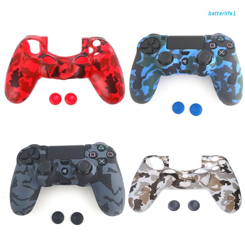 Vỏ Bảo Vệ Tay Cầm Chơi Game Họa Tiết Rằn Ri + 2 Nắp Cho Playstation 4 Ps4
