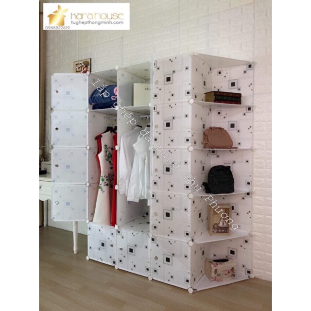 Tủ nhựa ghép 15 ô kèm 5 góc sâu 47cm. Tặng kèm 3 treo đồ. Mẫu tiện dụng Và bán chạy nhất