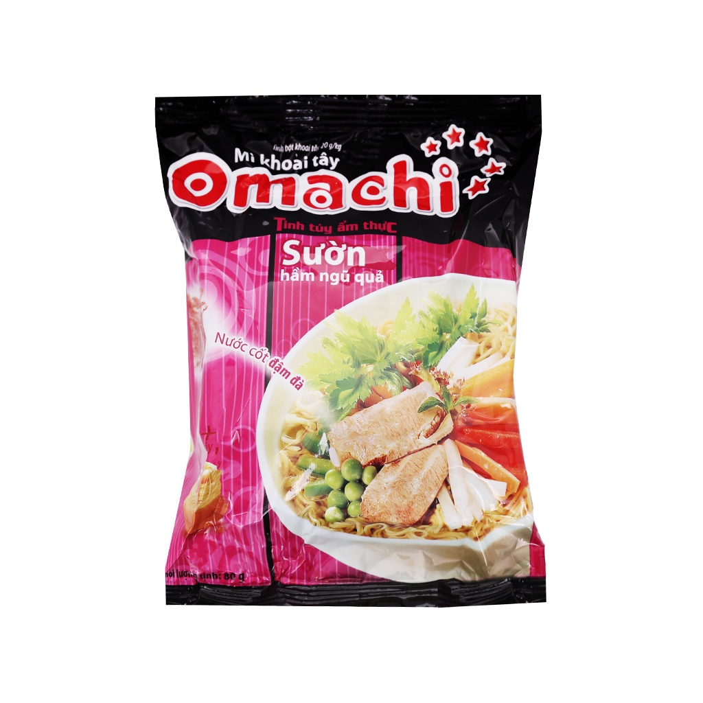 Lốc 5 gói mì khoai tây Omachi sườn hầm ngũ quả 80g