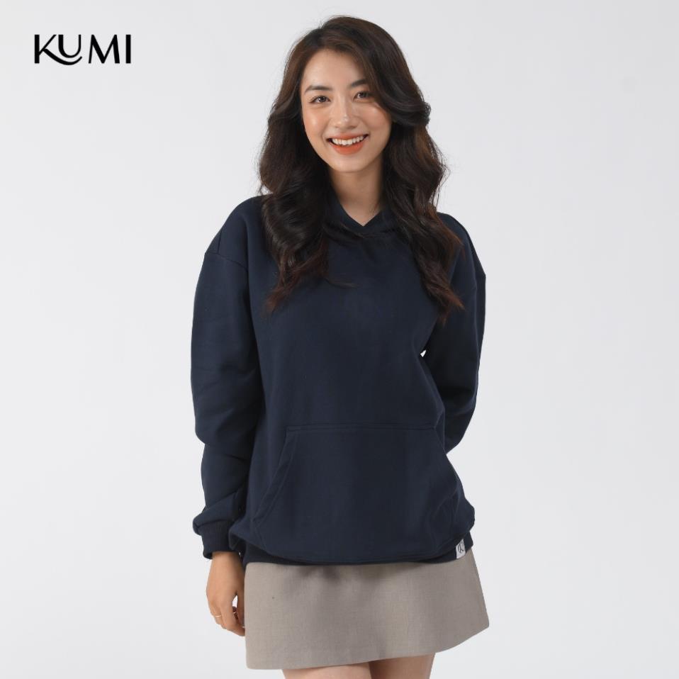 Áo Hoodie Nữ Dài Tay Có Mũ Chất Nỉ Bông Cao Cấp Kumi, Áo Nỉ Nữ Basic Có Mũ Thời Trang Trẻ Trung Năng Động - Xanh Than | BigBuy360 - bigbuy360.vn