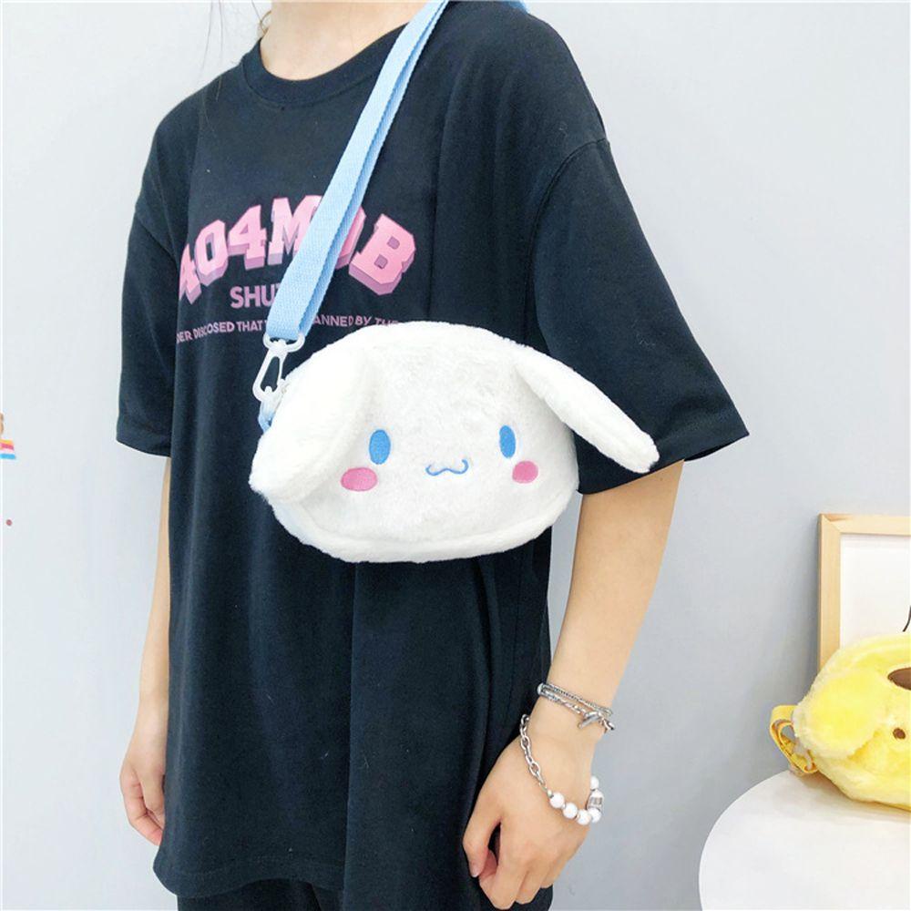 Túi đeo vai/ túi messenger/ túi tote bằng vải lông họa tiết hoạt hình Kuromi dùng đựng điện thoại ví dễ thương cho nữ