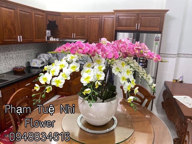 Cành hoa lan hồ điệp cao su 9 bông LOẠI SỊN