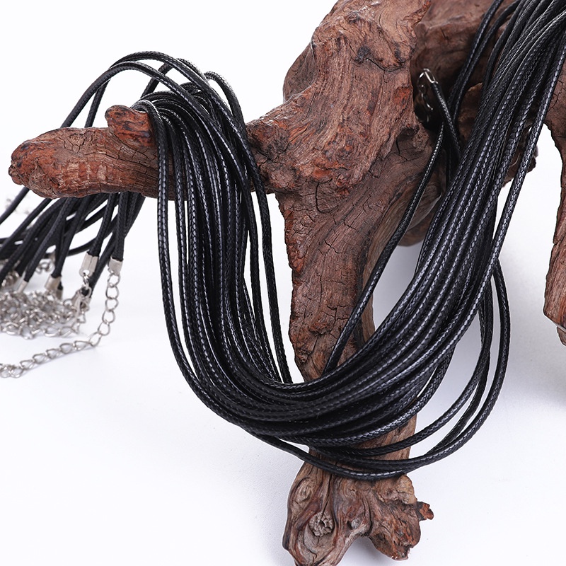 Set 20 Dây Sáp Tròn Màu Đen 1.5/2.0MM Làm Đồ Trang Sức Thủ Công 45Cm