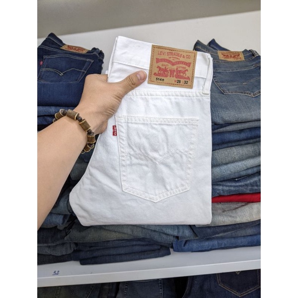Quần jean levis trắng dáng đứng