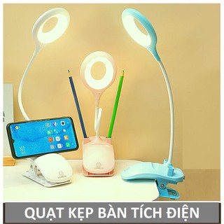 Đèn học sạc tích điện chân kẹp bàn bóng led vàng chống cận thị Kami36023a