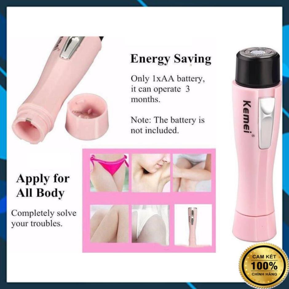 Máy Cạo Lông Nách Kemei Full Pin + Full Box CHÍNH HÃNG Cạo Sạch Bay Lông Vùng Kín Nách Chân Body Triệt Lông Nữ