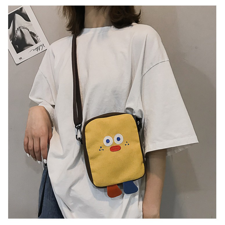 [Mã WASKT410K giảm 10K đơn 50K] Túi Tote Vải VỊT VUÔNG Kiểu Đeo Chéo Nữ Hàn Quốc Ulzzang TX26