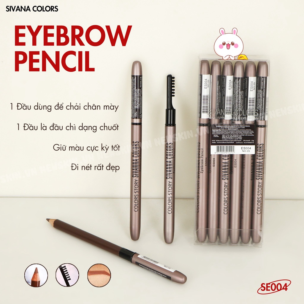Chì kẻ mày không thấm nước và mồ hôi Sivanna Colors Eyebrow Pencil ES004