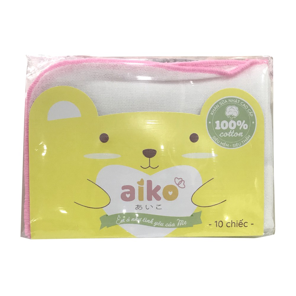 KHĂN SỮA XUẤT NHẬT 3 LỚP AIKO 25X35 (10 CÁI/TÚI)