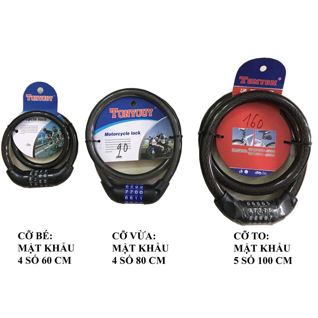 Khóa dây mật khẩu 4 số hoặc 5 số chống trộm xe máy, xe đạp, khóa cửa
