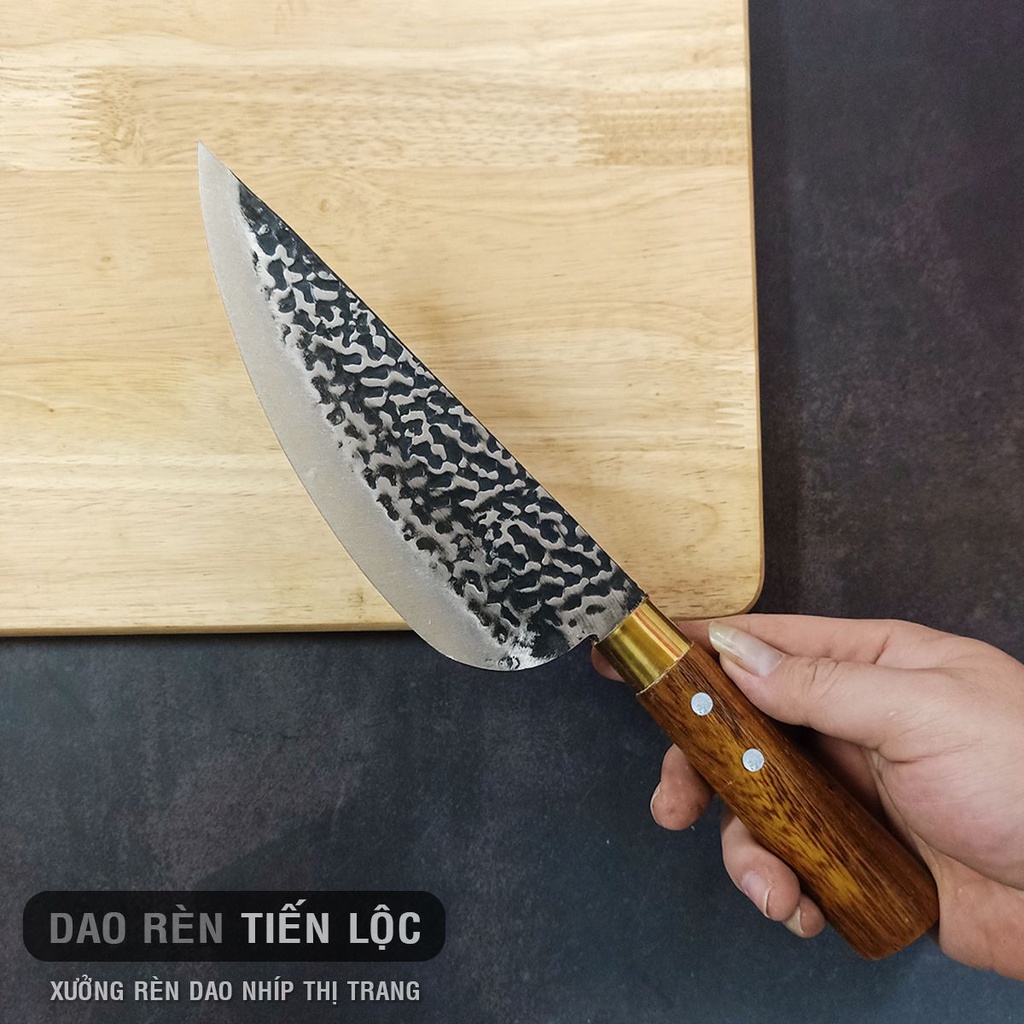 Dao Bầu Thép Nhíp Ô Tô Dập Vân 2 Mặt - Cán Gỗ Cẩm Chỉ Cao Cấp