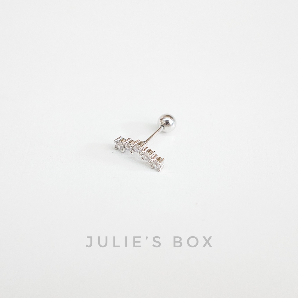 Khuyên Tai Vành Tai Xỏ Nam Nữ 5 ĐÁ NHỎ Unisex Titanium Thép Không Gỉ Không Ngứa Không Dị Ứng julies box