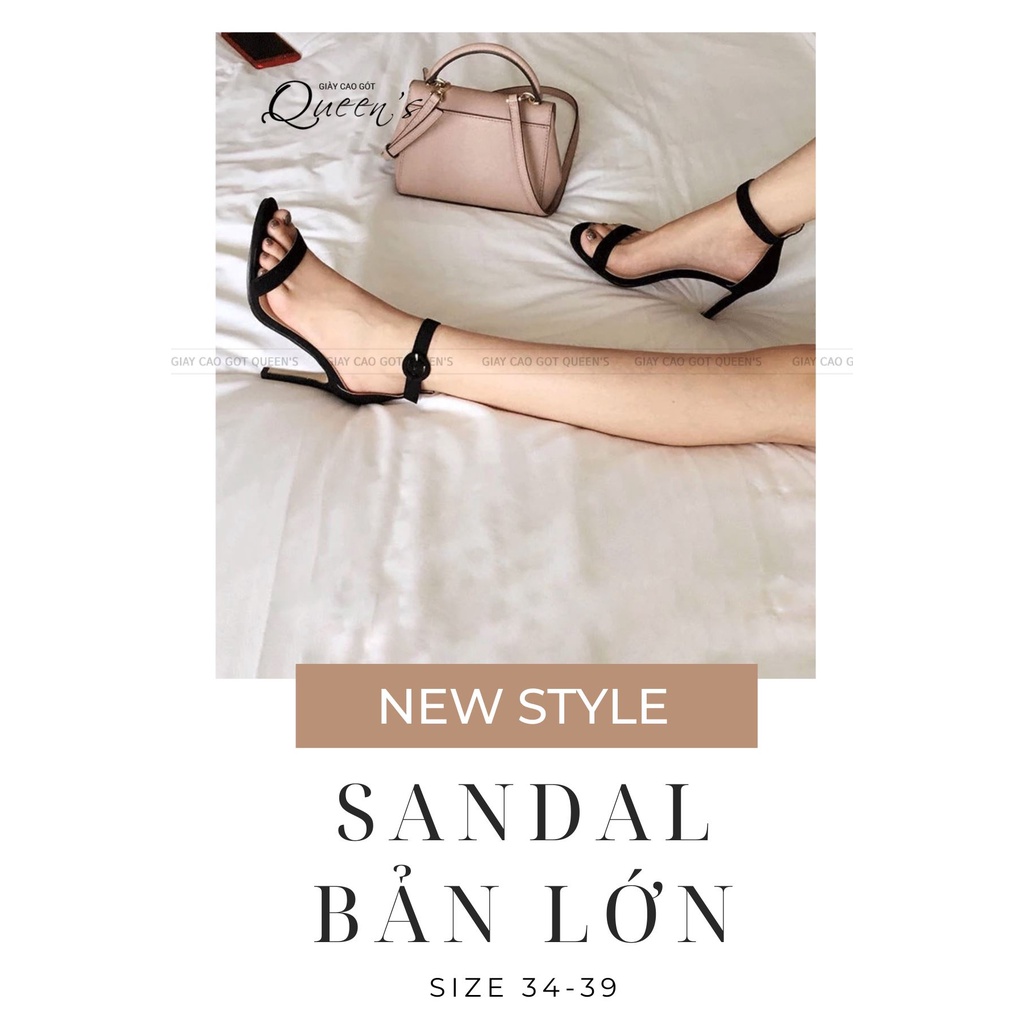 Giày Cao Gót Sandal Màu Đen Bản Lớn Lưng Cao Mang Êm Chân Bít Gót Hở Mũi Gót Nhọn Da Lộn Cao 9-11 Phân Dự Tiệc Cho Nữ