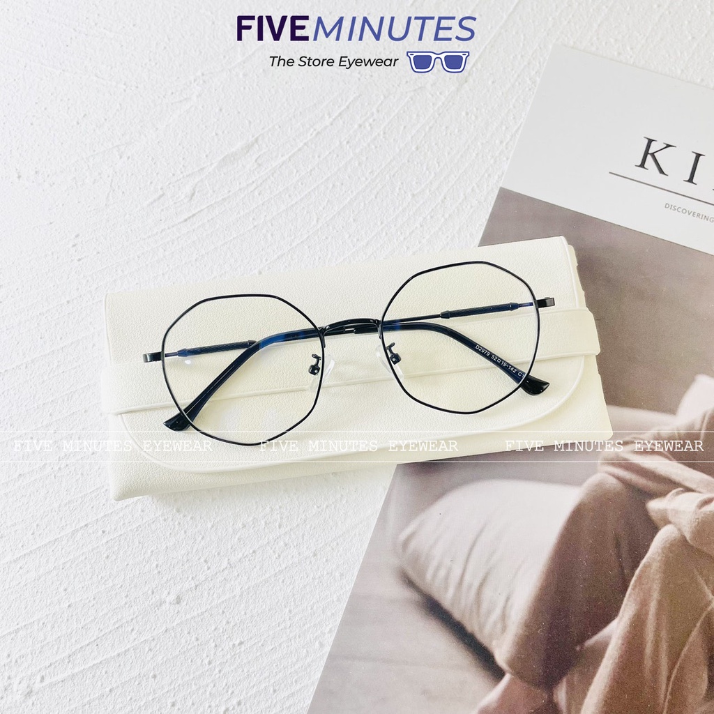 Gọng kính cận nữ, chất liệu kim loại mảnh nhẹ tròn đa giác Fiveminutes 2979 , Unisex Nam nữ