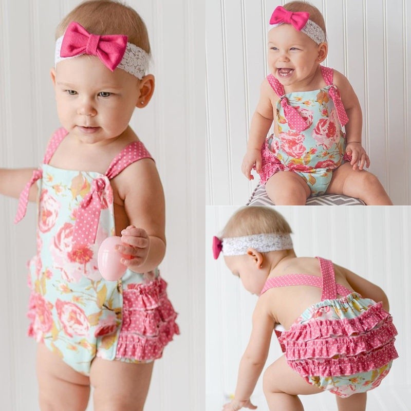 ღ♛ღNewborn Baby Girl Floral Ruffles Romper Bodysuit Jumpsuit Outfit Sunsuit Clothes