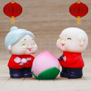 Tượng ông bà , tượng thần tài , tượng ông bà thọ Tượng ông bà trang trí nhựa dẻo đỏ