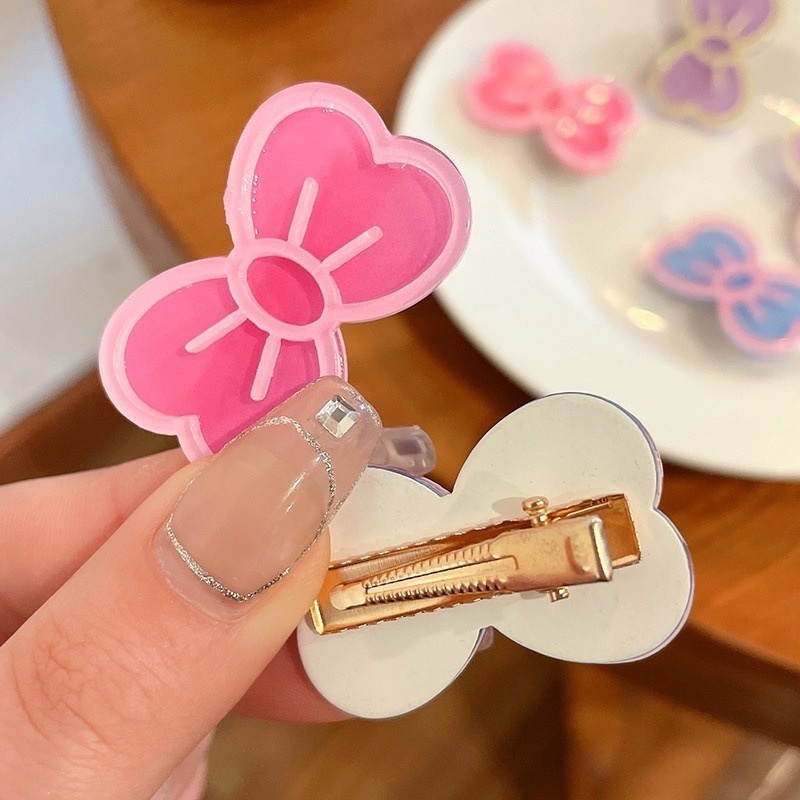 Kẹp Tóc Mái Mỏ Vịt Hình Nơ Trái Tim Màu Kẹo Ngọt Dễ Thương Phong Cách Hàn Quốc Nhật Bản Cho Nữ