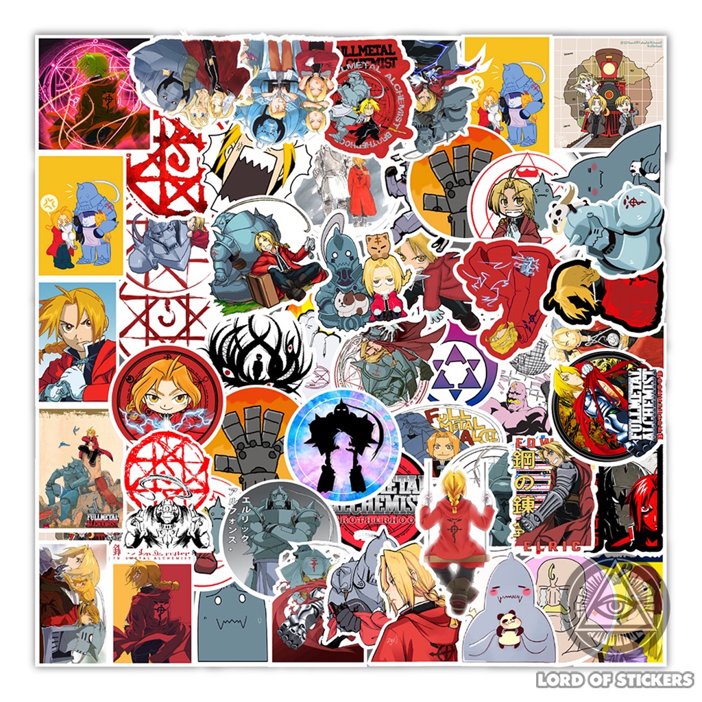 Set 50 Hình Dán Fullmetal Alchemist Sticker Anime Manga Giả Kim Thuật Sư Chống Thấm Nước Trang Trí Mũ Bảo Hiểm, Laptop