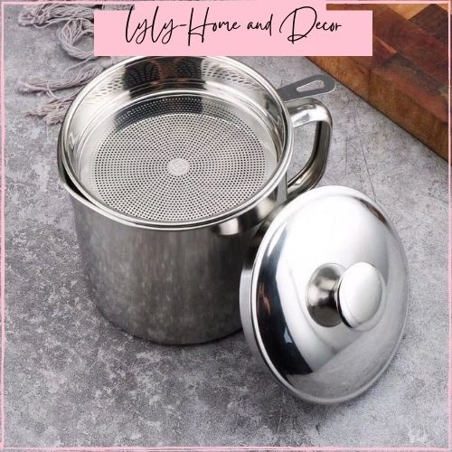 Ca lọc dầu ăn, dầu chiên loại 1.2 lít- ca lọc dầu ăn inox 304 tiện lợi- Lyly