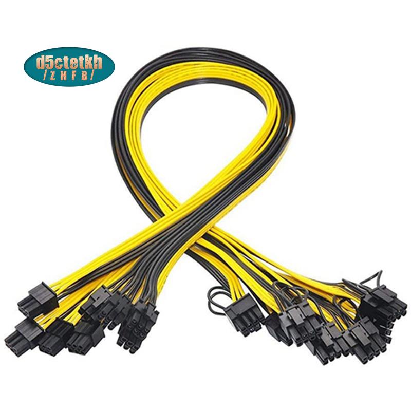 Set 6 Dây Cáp Nguồn 6-pin Pci-E Sang 8-pin (6 + 2) Pci-E (Male) Gpu Power Cord 50cm Cho Card Hình Ảnh