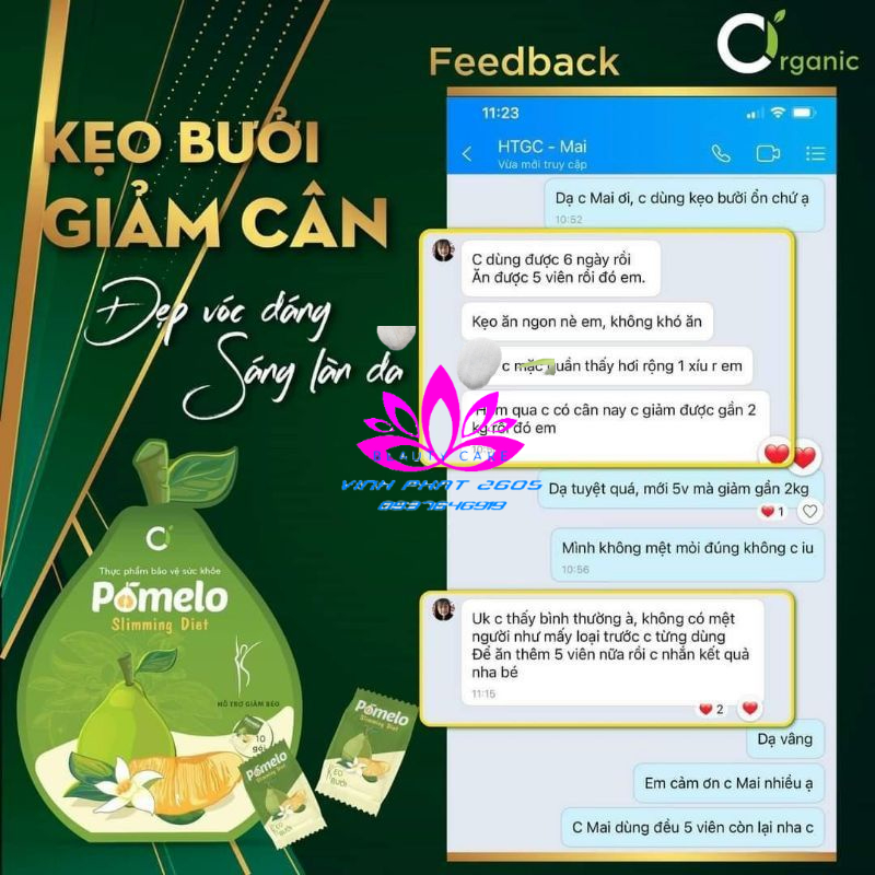 Kẹo bưởi giảm CânĐẹp Dáng Sáng Da CI ORGANIC khong detox