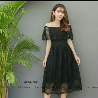 Đầm Ren Trễ Vai Sang Chảnh