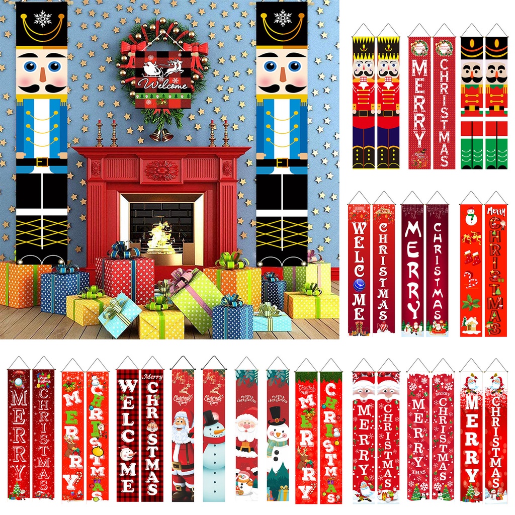 1 Cặp Băng Rôn Treo Cửa Trang Trí Giáng Sinh