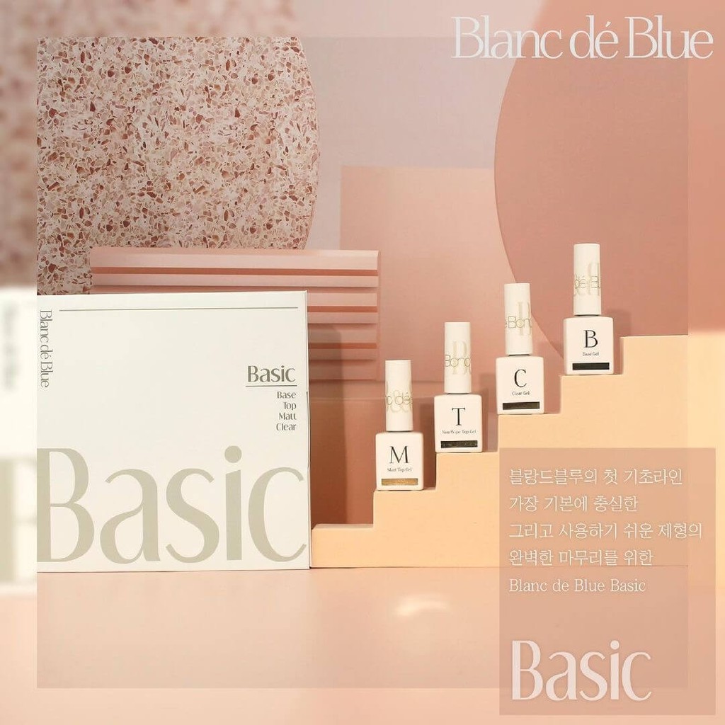 💕Blanc de Blue Combo 4 sản phẩm Nail Cơ Bản💕Bộ sản phẩm Basic Nail Hàn quốc ⭐️Freeship⭐️Base/Clear/Non wiper/Matt