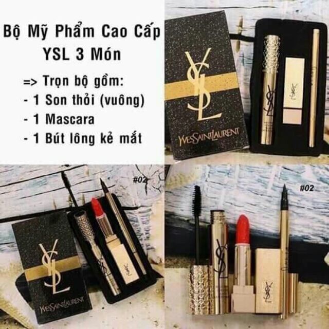 [ XÃ KHO] Bộ 3 YSL ( Son - MCR - Kẻ mắt nước)