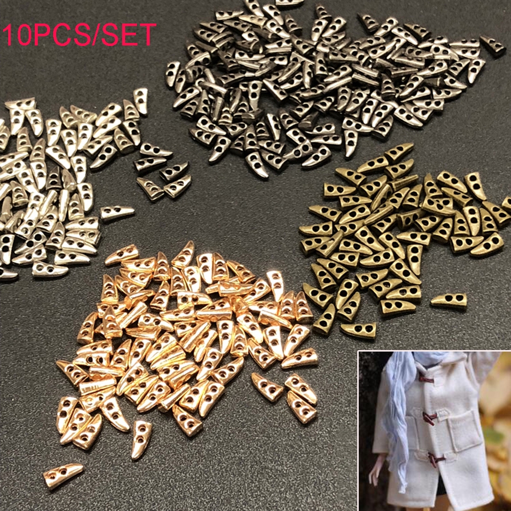 Set 10 nút hình sừng 2 lỗ tròn cho quần áo búp bê