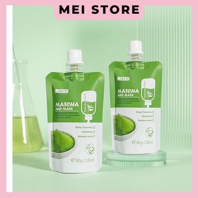 Mặt Nạ Bùn LAIKOU Chiết Xuất Matcha Làm Sạch Sâu 80g