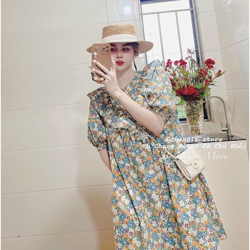 Đầm suông hoa bèo tươi mát