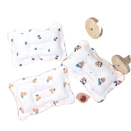 Gối xô lõm vải Muslin cao cấp chống méo đầu, chống trào ngược cho bé 40x25cm