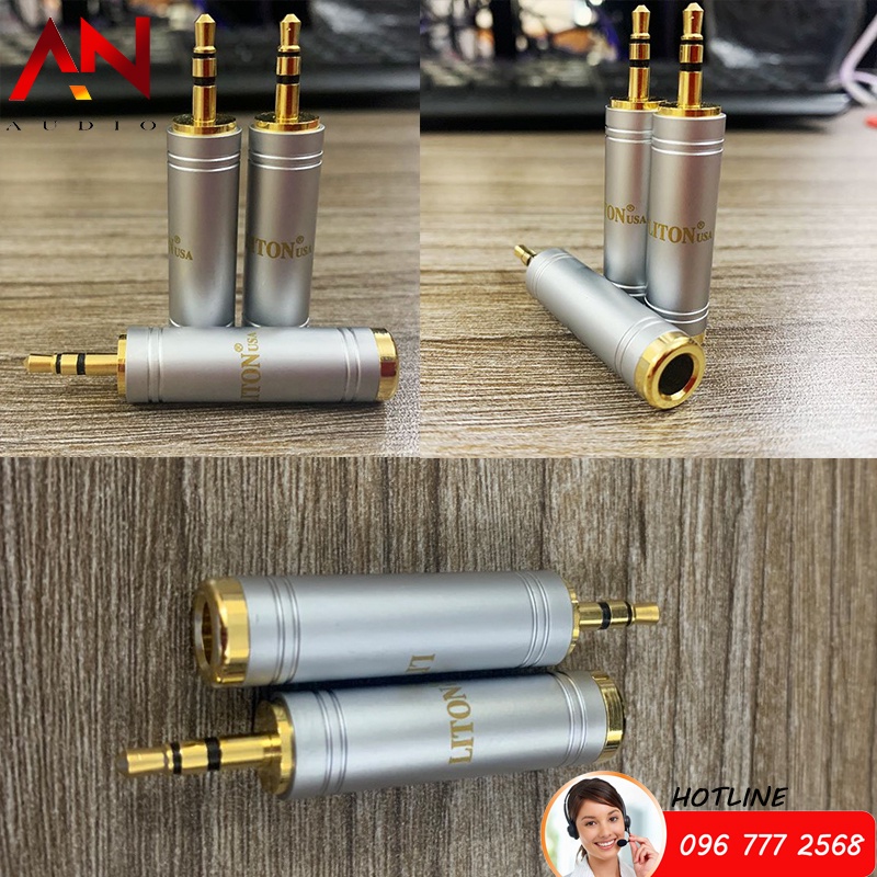 01 Jack chuyển 3.5mm đực ra 6.35mm cái - Hàng Cao Cấp LITON USA