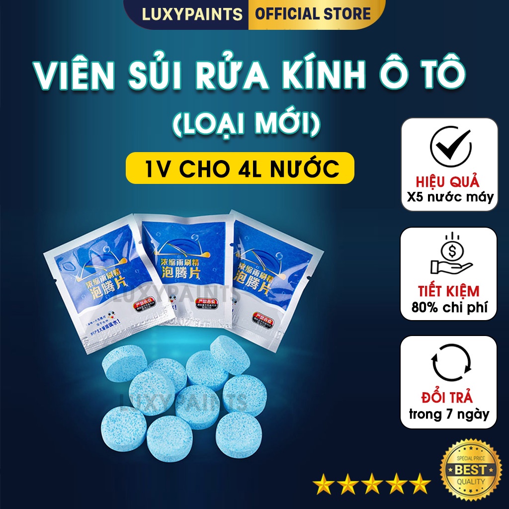 Viên Sủi Rửa Kính Xe Ô Tô LUXYPAINTS, Viên Sủi Rửa Kính Xe Hơi Tiện Dụng Giá Rẻ Tiết Kiệm Loại Mới Nhất LXP_VXXH