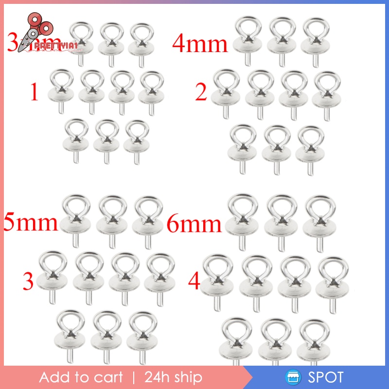 1 [Prettyia1] Set 10 Mặt Dây Chuyền Bạc 925 Đính Ngọc Trai 3mm