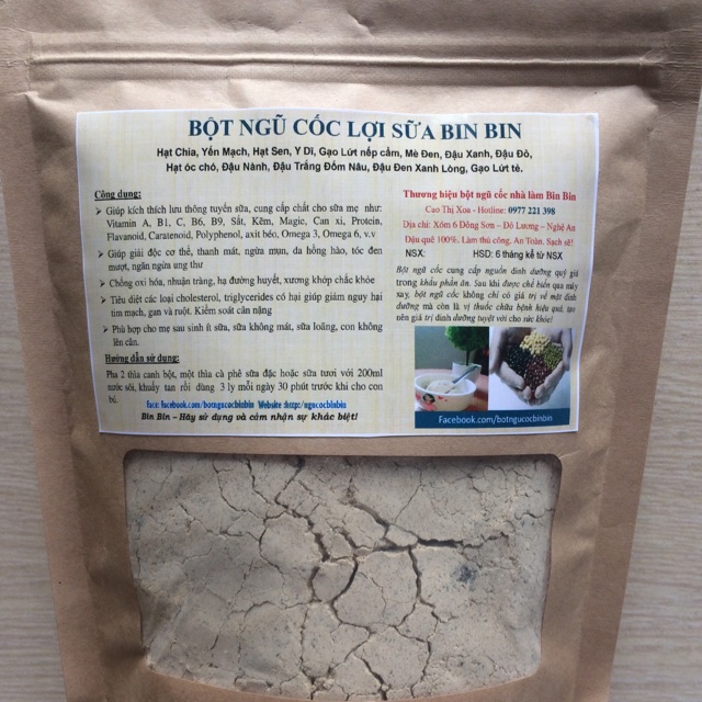 1kg Bột ngũ cốc lợi sữa nhà làm Bin Bin