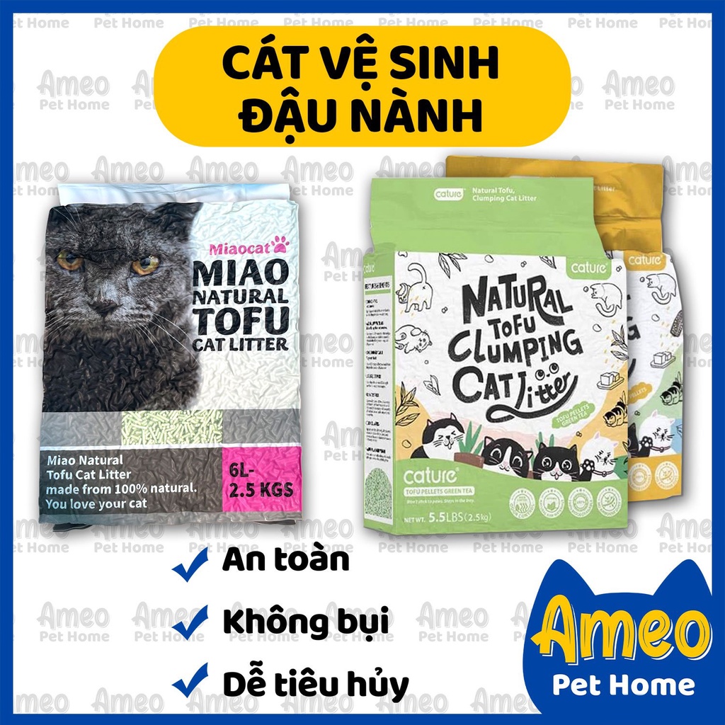 (Tặng súp thưởng) Cát đậu nành cho mèo, hamster, sóc, fat tail, rat,dumbo | Cát vệ sinh cho mèo hữu cơ Natural Tofu Miao