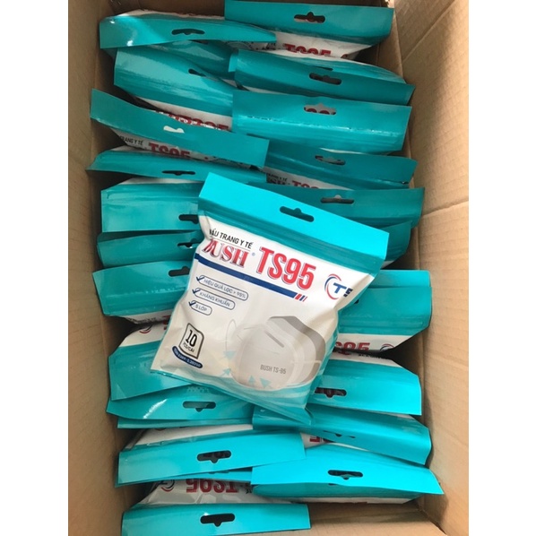 [Khẩu trang Bush TS95] Túi 10 cái 5 lớp hàng chính hãng dày, không xù lông